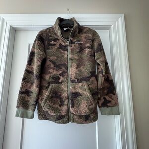 Kids Columbia Green and Brown Sherpa Jacket